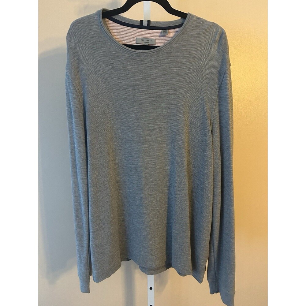 Ted Baker London Crewneck  Men’s Ribbed Pullover Gray Shirt Sz S Fits Size M/L